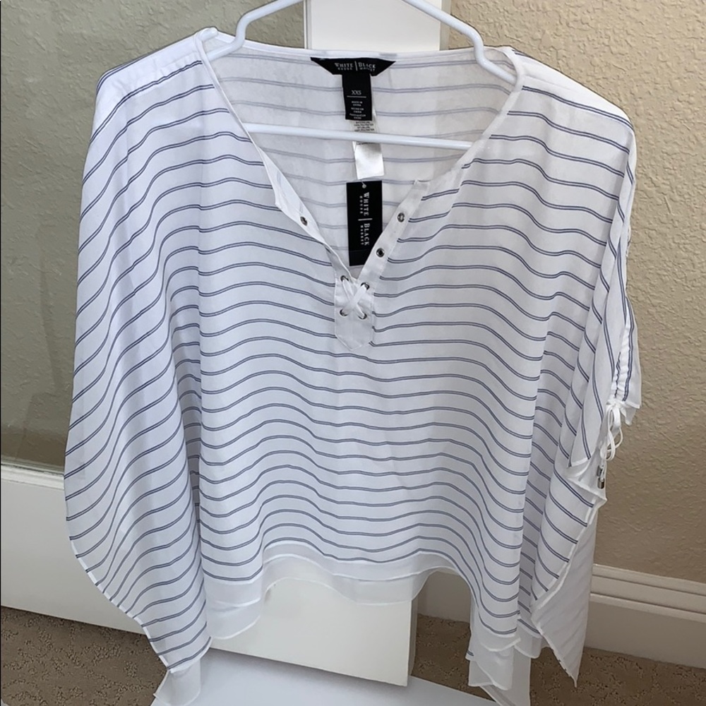 White House Black Market Striped Poncho Top